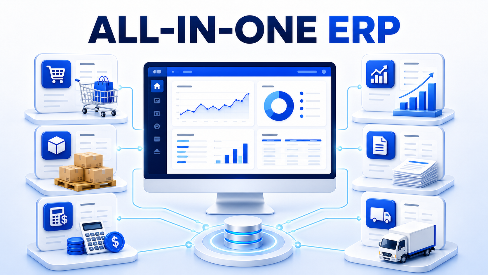 All-in-one ERP 대시보드와 업무 모듈